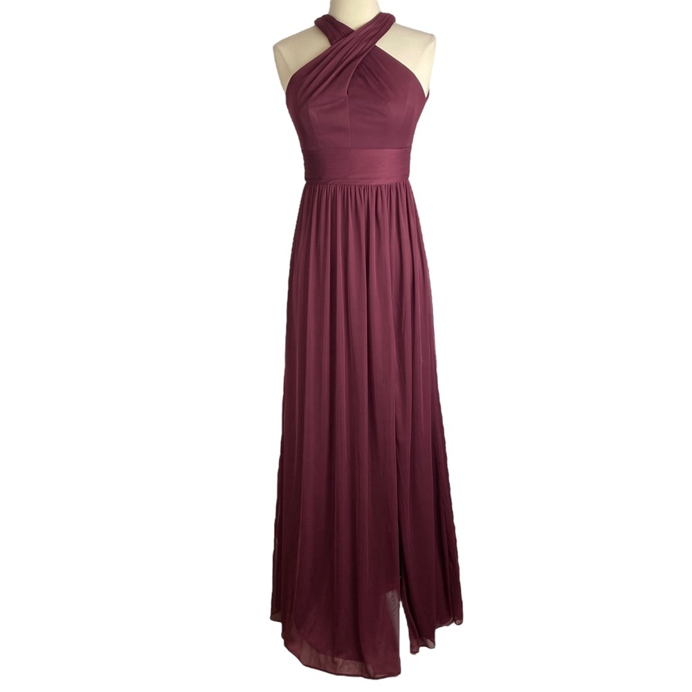 David’s Bridal Wine Keyhole Bridesmaid Dress Size 0